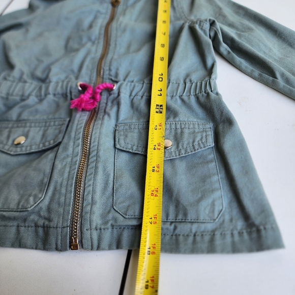 Isaac Mizrahi Girl Pink Tie Belted Full Gold Zip Hooded Jacket Green Size XS (4) - Picture 9 of 14